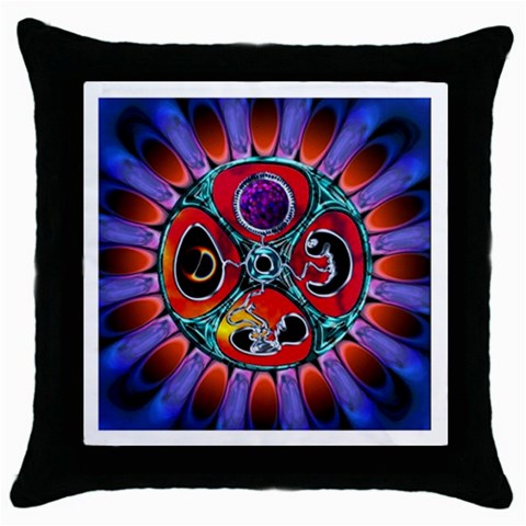 Conception Mandala Throw Pillow Case (Black) from ArtsNow.com Front