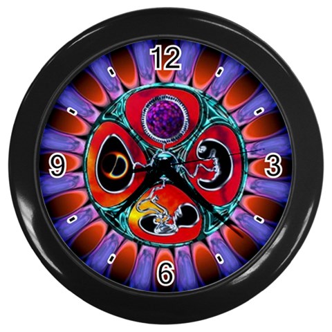 Conception Mandala Wall Clock (Black with 4 black numbers) from ArtsNow.com Front