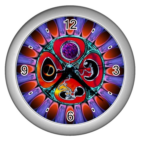 Conception Mandala Wall Clock (Silver with 4 black numbers) from ArtsNow.com Front