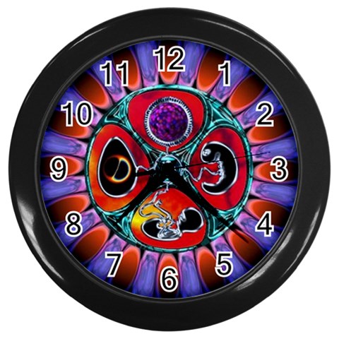 Conception Mandala Wall Clock (Black with 12 black numbers) from ArtsNow.com Front