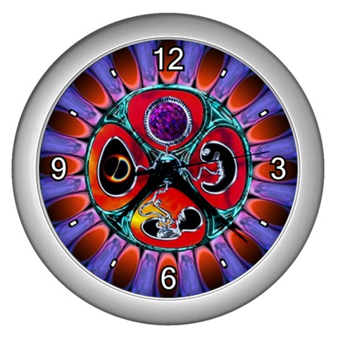 Conception Mandala Wall Clock (Silver with 4 white numbers) from ArtsNow.com Front