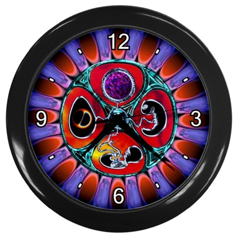 Conception Mandala Wall Clock (Black with 4 white numbers) from ArtsNow.com Front