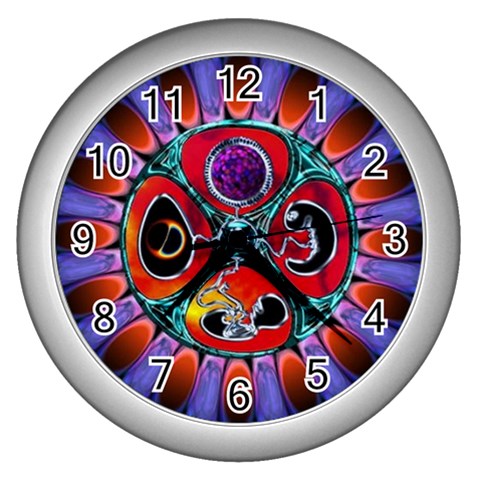 Conception Mandala Wall Clock (Silver with 12 black numbers) from ArtsNow.com Front