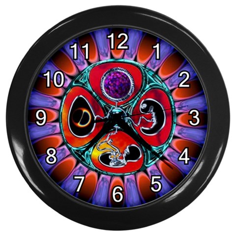 Conception Mandala Wall Clock (Black with 12 white numbers) from ArtsNow.com Front