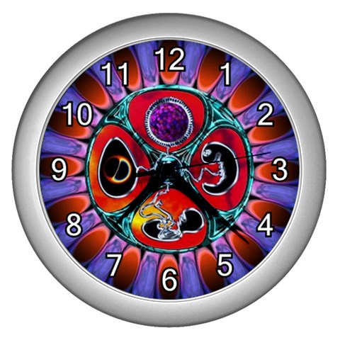 Conception Mandala Wall Clock (Silver with 12 white numbers) from ArtsNow.com Front