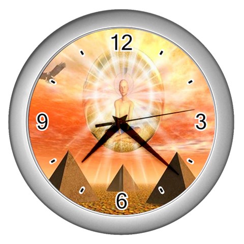 Divine Rayship Wall Clock (Silver with 4 black numbers) from ArtsNow.com Front