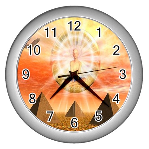 Divine Rayship Wall Clock (Silver with 12 black numbers) from ArtsNow.com Front