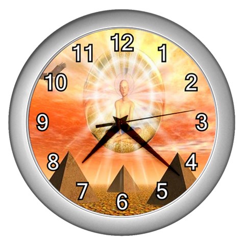 Divine Rayship Wall Clock (Silver with 12 white numbers) from ArtsNow.com Front