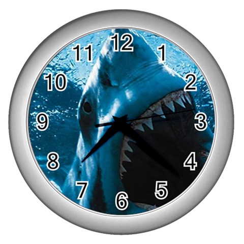 shark_pictures Wall Clock (Silver) from ArtsNow.com Front