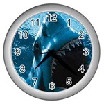 shark_pictures Wall Clock (Silver)