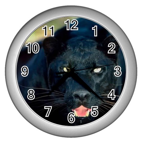 pantheres_pictures Wall Clock (Silver) from ArtsNow.com Front