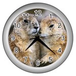 groundhogs-in-love Wall Clock (Silver)