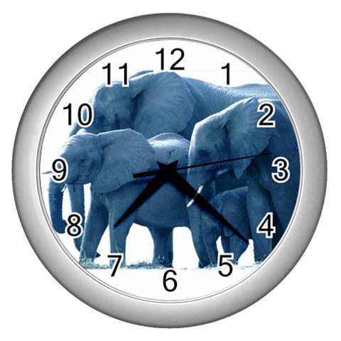 elephants Wall Clock (Silver) from ArtsNow.com Front