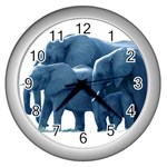 elephants Wall Clock (Silver)