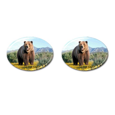 Grizzly Bear Cufflinks (Oval) from ArtsNow.com Front(Pair)