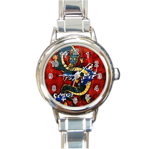 Dragon Round Italian Charm Watch from ArtsNow.com Front