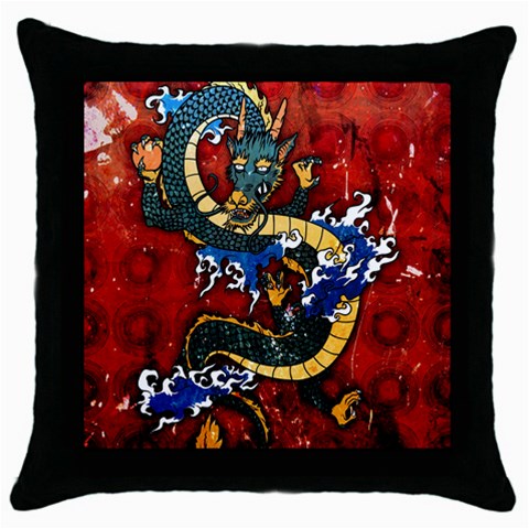 Dragon Throw Pillow Case (Black) from ArtsNow.com Front