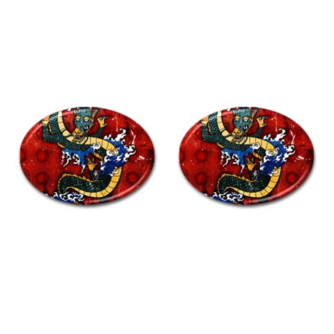 Dragon Cufflinks (Oval) from ArtsNow.com Front(Pair)