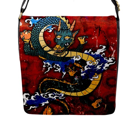 Dragon Flap Closure Messenger Bag (Large) from ArtsNow.com Front