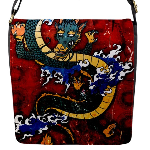 Dragon Flap Closure Messenger Bag (Small) from ArtsNow.com Front