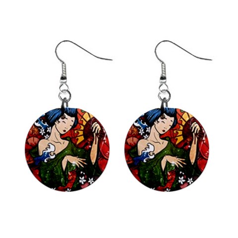 Geisha 1  Button Earrings from ArtsNow.com Front