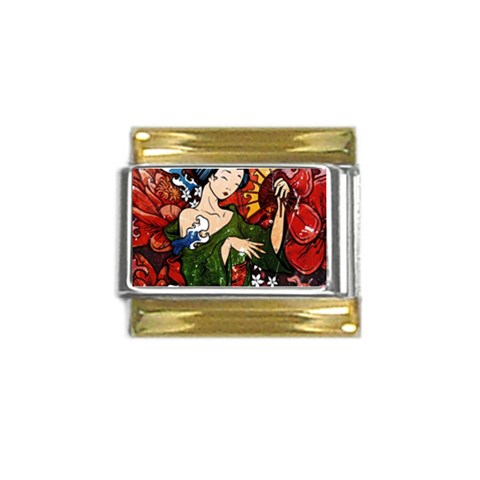 Geisha Gold Trim Italian Charm (9mm) from ArtsNow.com Front