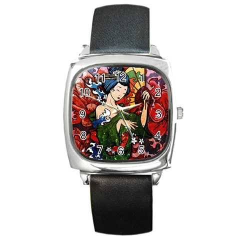 Geisha Square Metal Watch from ArtsNow.com Front