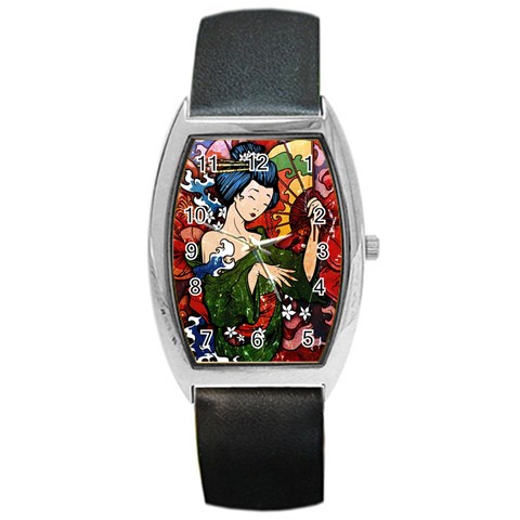 Geisha Barrel Style Metal Watch from ArtsNow.com Front