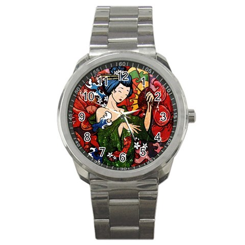 Geisha Sport Metal Watch from ArtsNow.com Front