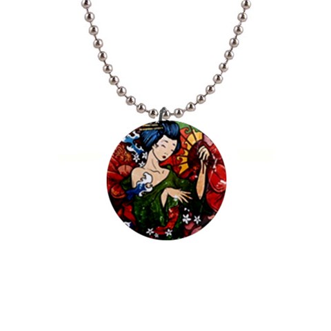 Geisha 1  Button Necklace from ArtsNow.com Front