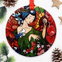 Geisha Round Ornament (Two Sides) from ArtsNow.com Back