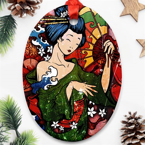 Geisha Oval Ornament (Two Sides) from ArtsNow.com Front