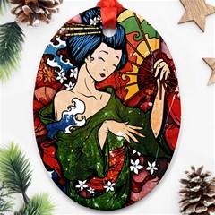 Geisha Oval Ornament (Two Sides) from ArtsNow.com Front