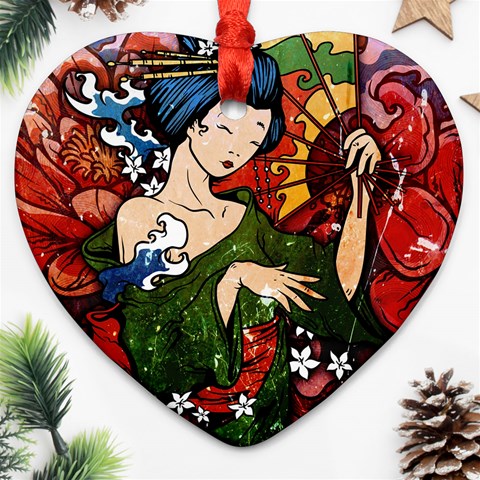 Geisha Heart Ornament (Two Sides) from ArtsNow.com Front