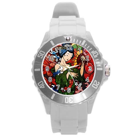 Geisha Round Plastic Sport Watch Large from ArtsNow.com Front