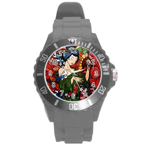 Geisha Round Plastic Sport Watch Large from ArtsNow.com Front