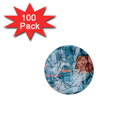 Retro Girls 1  Mini Button (100 pack)  from ArtsNow.com Front