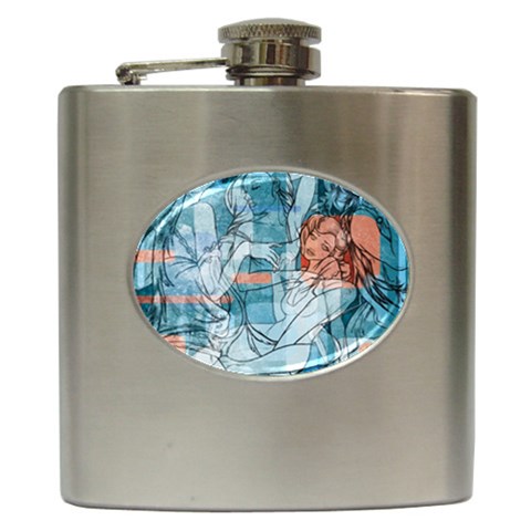 Retro Girls Hip Flask (6 oz) from ArtsNow.com Front