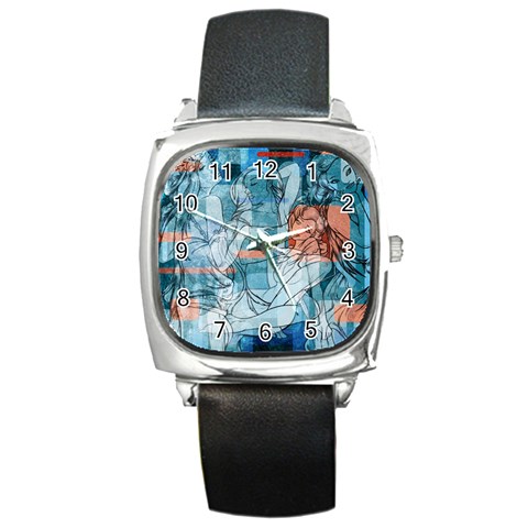 Retro Girls Square Metal Watch from ArtsNow.com Front