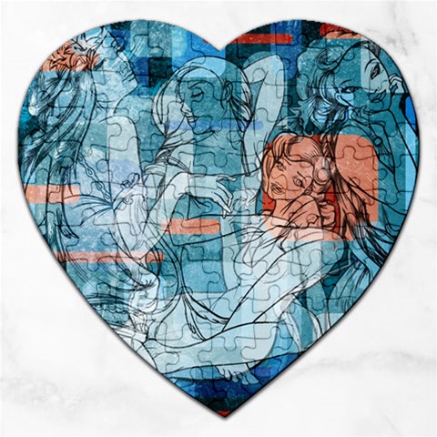 Retro Girls Jigsaw Puzzle (Heart) from ArtsNow.com Front