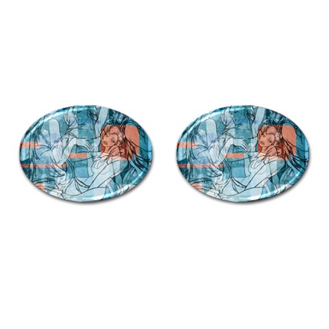 Retro Girls Cufflinks (Oval) from ArtsNow.com Front(Pair)