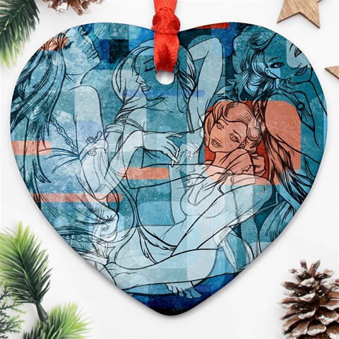 Retro Girls Heart Ornament (Two Sides) from ArtsNow.com Front