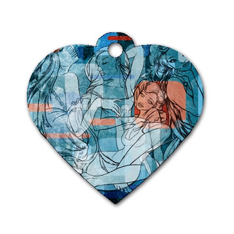 Retro Girls Dog Tag Heart (Two Sides) from ArtsNow.com Front