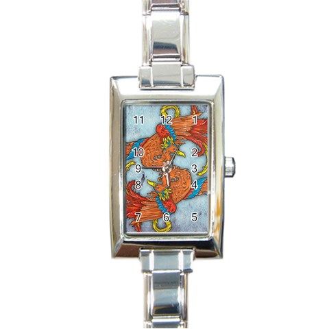 Chinese Phoenix Rectangular Italian Charm Watch from ArtsNow.com Front