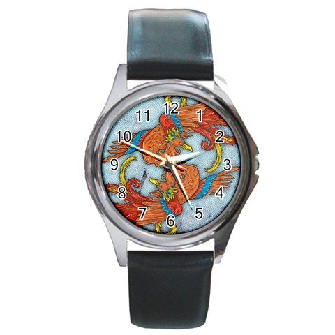 Chinese Phoenix Round Metal Watch from ArtsNow.com Front