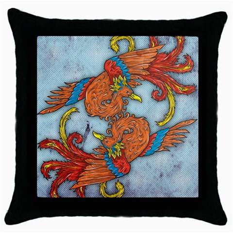 Chinese Phoenix Throw Pillow Case (Black) from ArtsNow.com Front