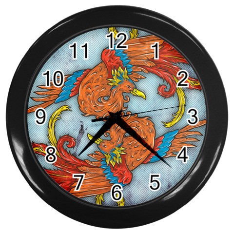 Chinese Phoenix Wall Clock (Black) from ArtsNow.com Front