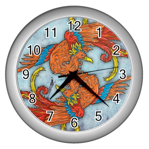 Chinese Phoenix Wall Clock (Silver) from ArtsNow.com Front