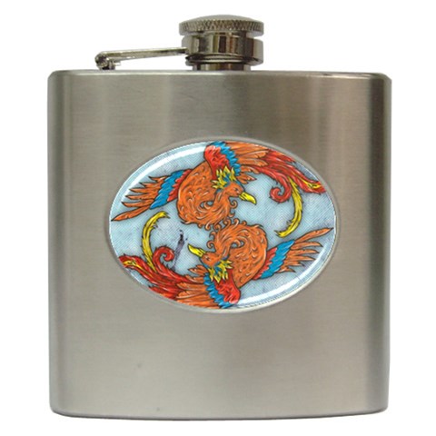 Chinese Phoenix Hip Flask (6 oz) from ArtsNow.com Front