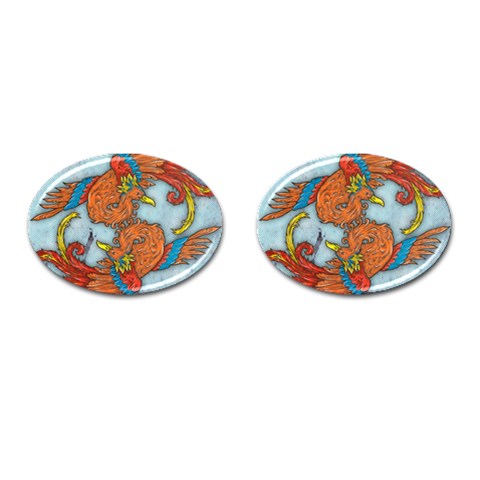 Chinese Phoenix Cufflinks (Oval) from ArtsNow.com Front(Pair)